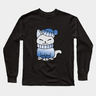 Cute Cozy Colorful Snow Winter Cat Kitty Long Sleeve T-Shirt